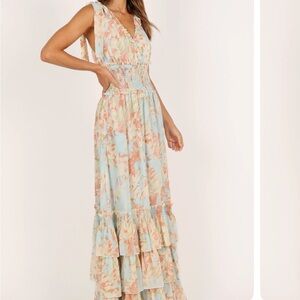 Christabel Tiered Maxi Dress - Blue Floral